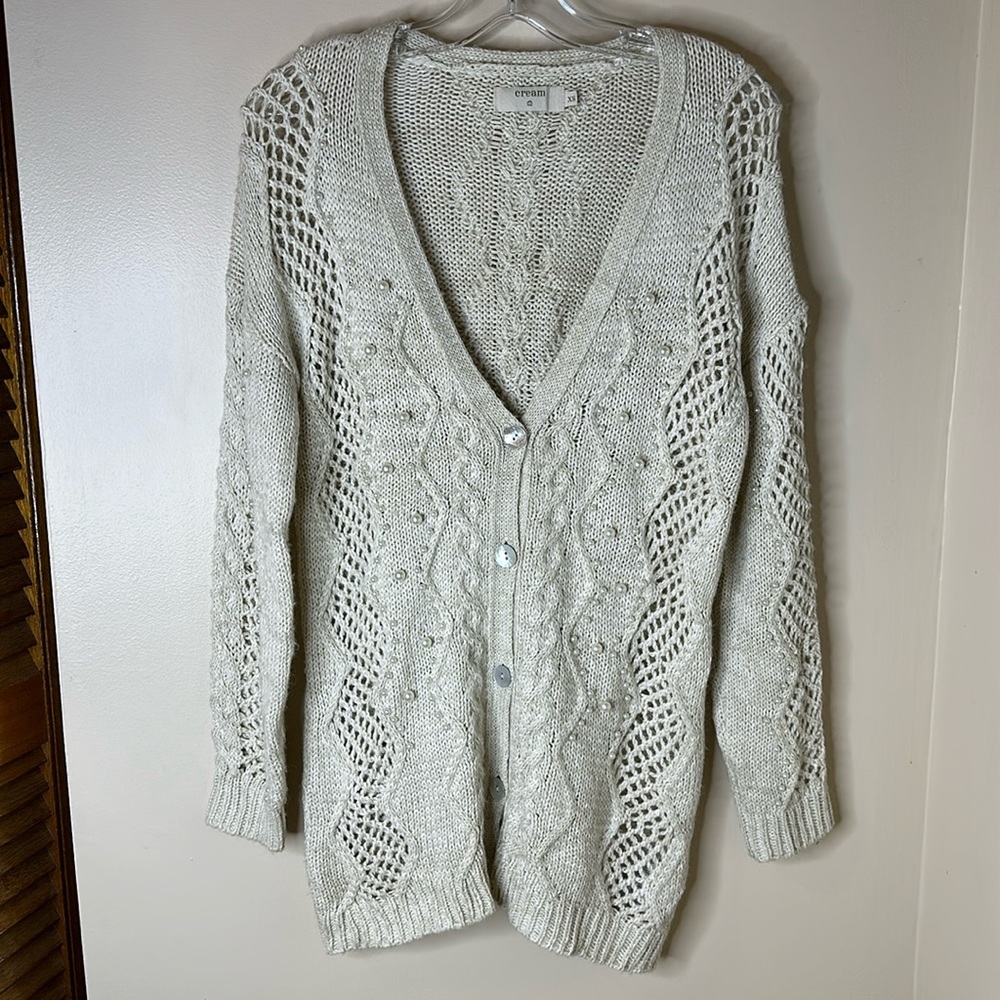 Brand new Cream Jess knit Cardigan pearls